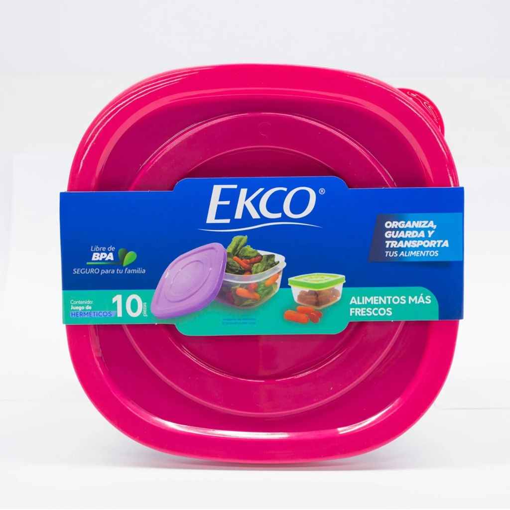Set de Herméticos Ekco Click It de 10 pzs Multicolores y Apilables