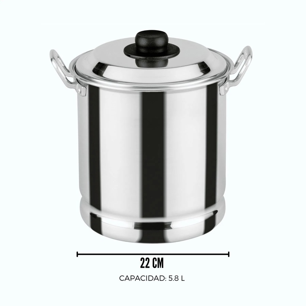 VAPORERA TAMALERA DE 22 cm DOBLE FUERTE 6.2 L No 4000191