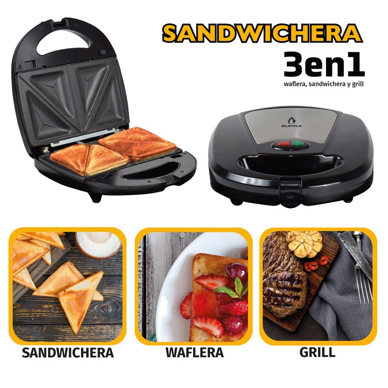 SANDWICHERA SUPRA MULTIFUNCIONAL 3 EN 1 No SANDWICHERA-PN