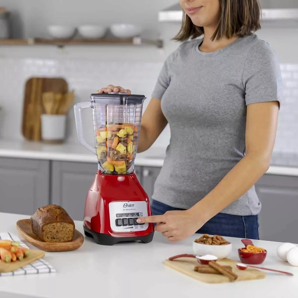 LICUADORA KALIMAN OSTER ROJA BOTONES CON VASO DE PLÁSTICO  #2110248 - BLSTKARB-013