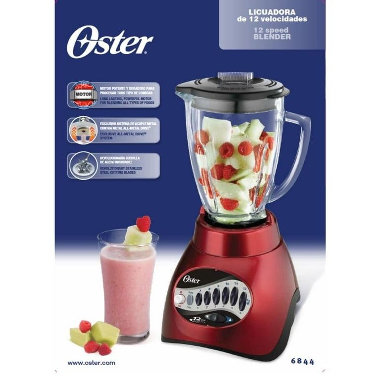 LICUADORA OSTER ROJA DE 12 VELOCIDADES CON VASO DE VIDRIO - 6844000N01