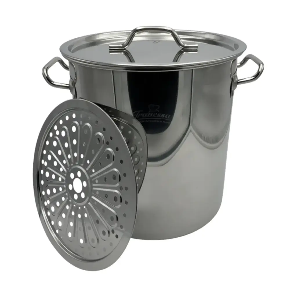 [057191] OLLA DE ACERO INOXIDABLE CON DISCO VAPORERA .8 mm / 20 LT - 141-301-005