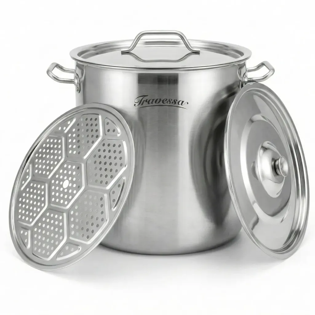 OLLA DE ACERO INOXIDABLE CON DISCO VAPORERA ESPESOR 8 mm / 98 L - 141-301-003