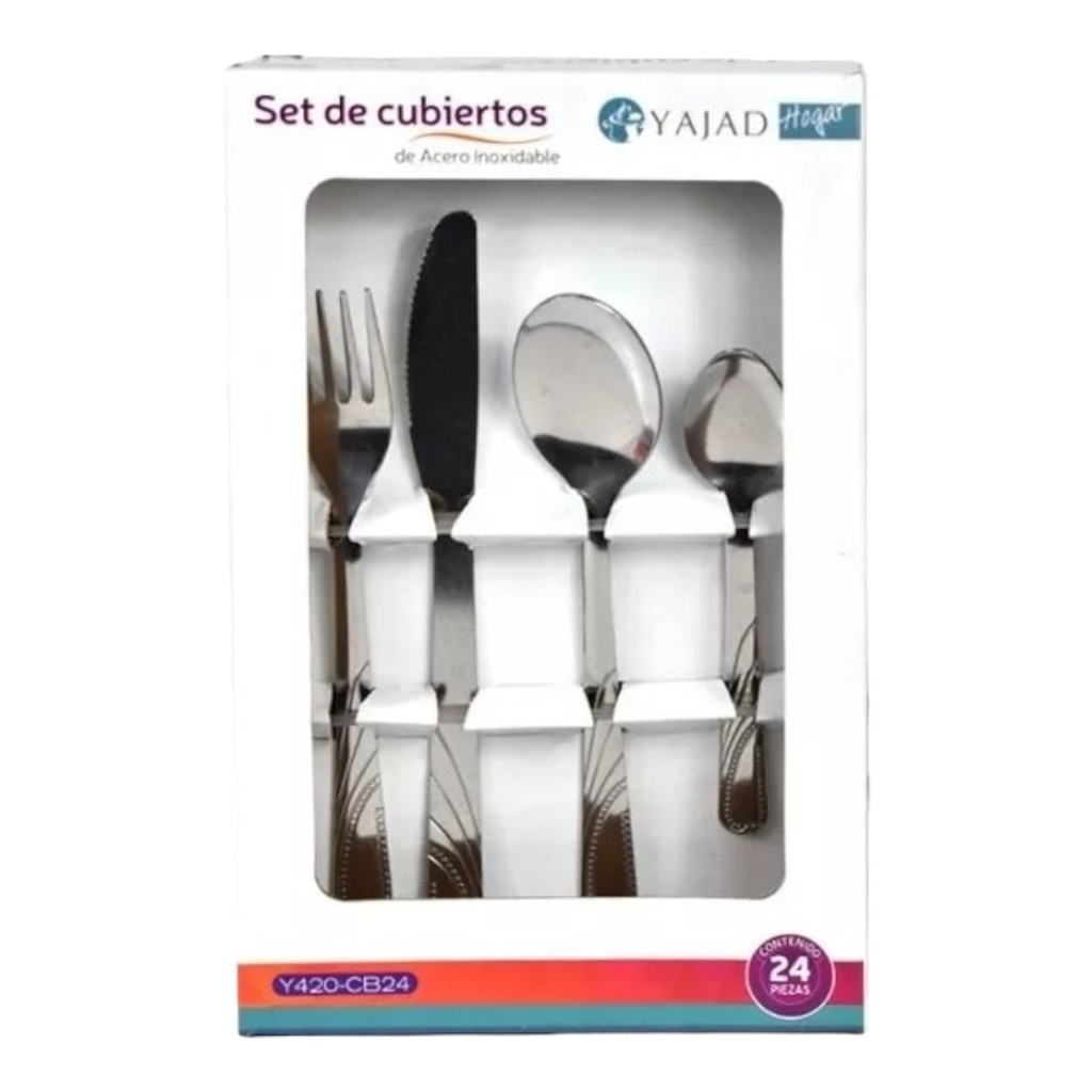 [058708] SET DE CUBIERTOS ACERO INOX RAYAS 24 PZAS No. Y420-CB24