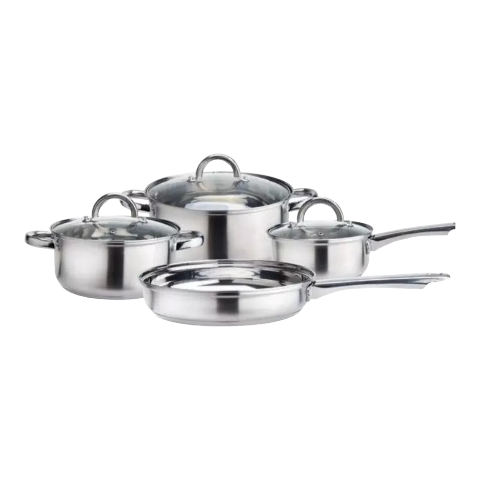 BATERIA DE ACERO INOX. SATINADA 7 PZS No. Y201-AS07