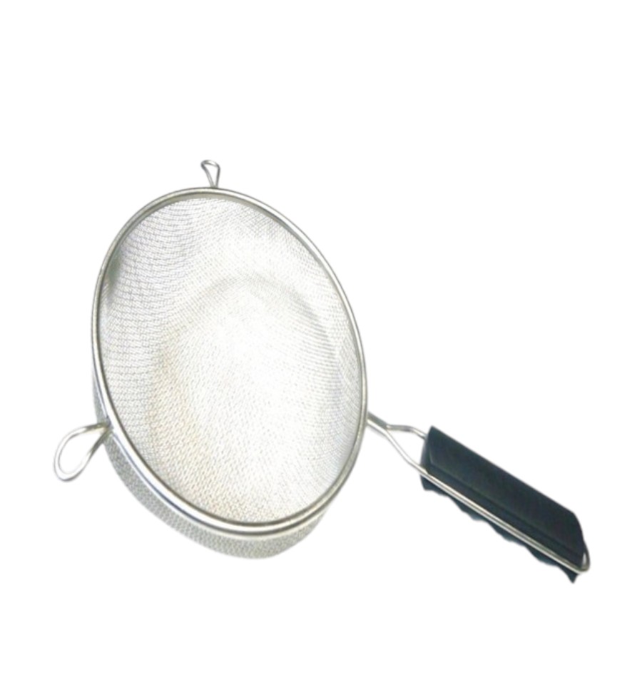 COLADOR DE ACERO INOXIDABLE CON DOBLE MALLA Y MANGO DE PLÁSTICO 20 cm - 022-009-005