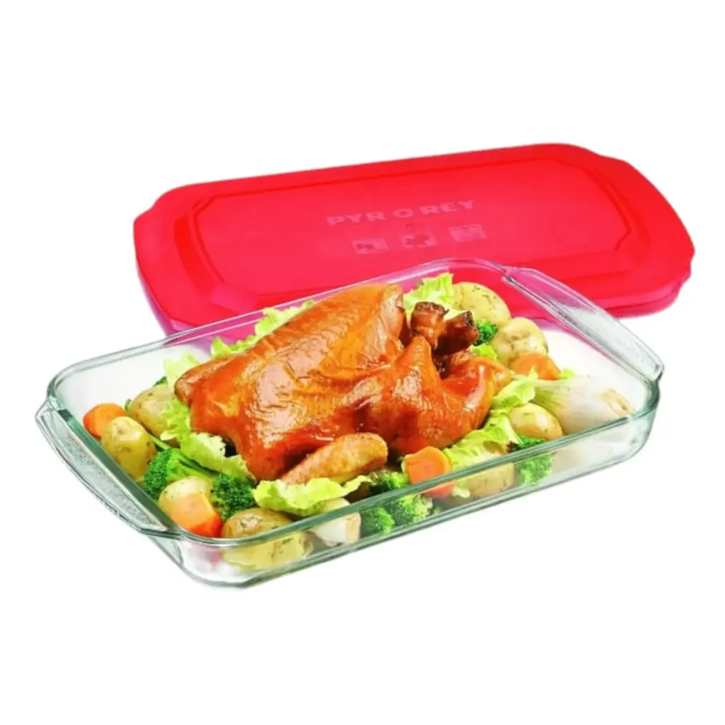 JUEGO DE BANDEJA RECTANGULAR GRANDE CON TAPA DE PLÁSTICO #B520 - 1715342