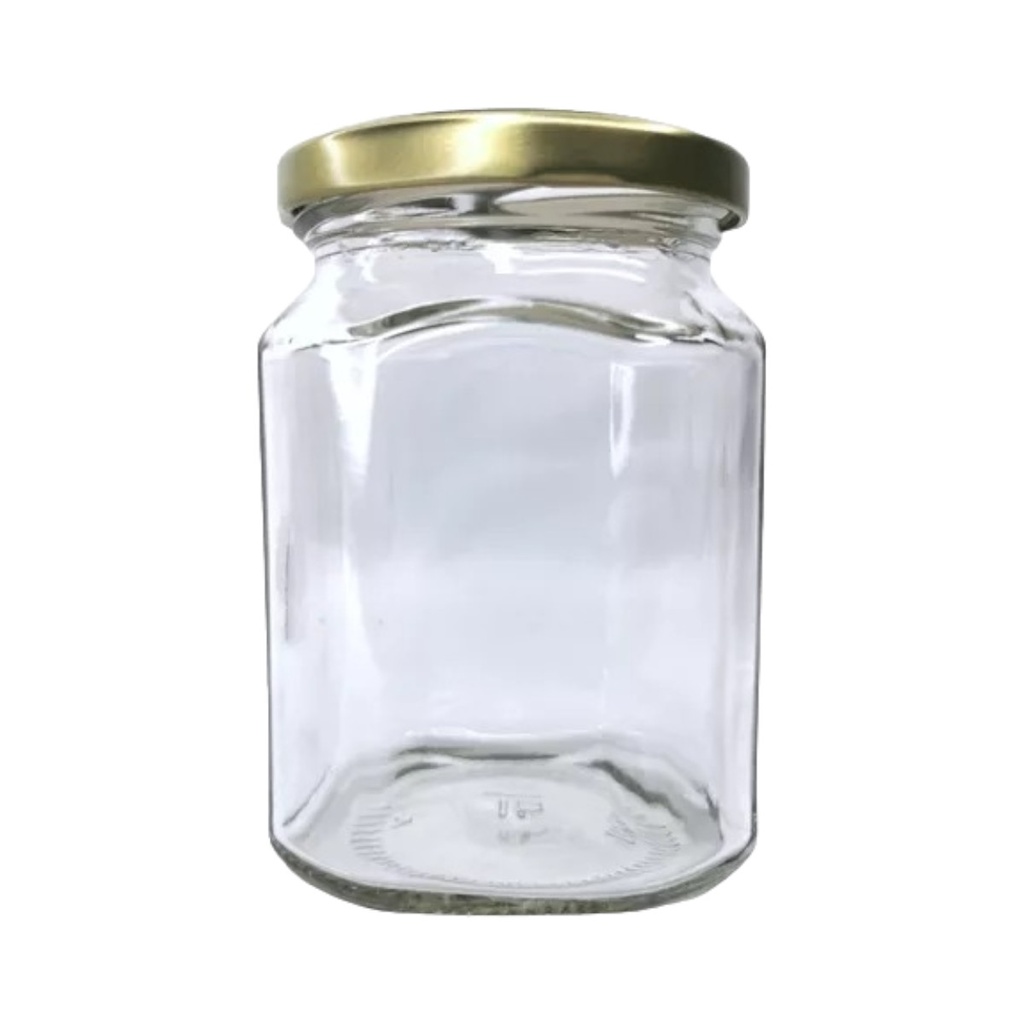 TARRO OCTAGONAL CON TAPA DORADA 272ml / 9z