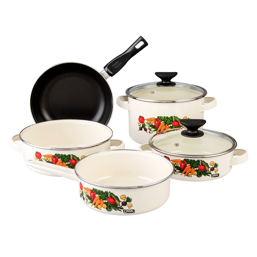 [052989] BATERIA CINSA ARMENIA CREMA LISO CAROLINA NOVACERO DE 7 PIEZAS - 317378