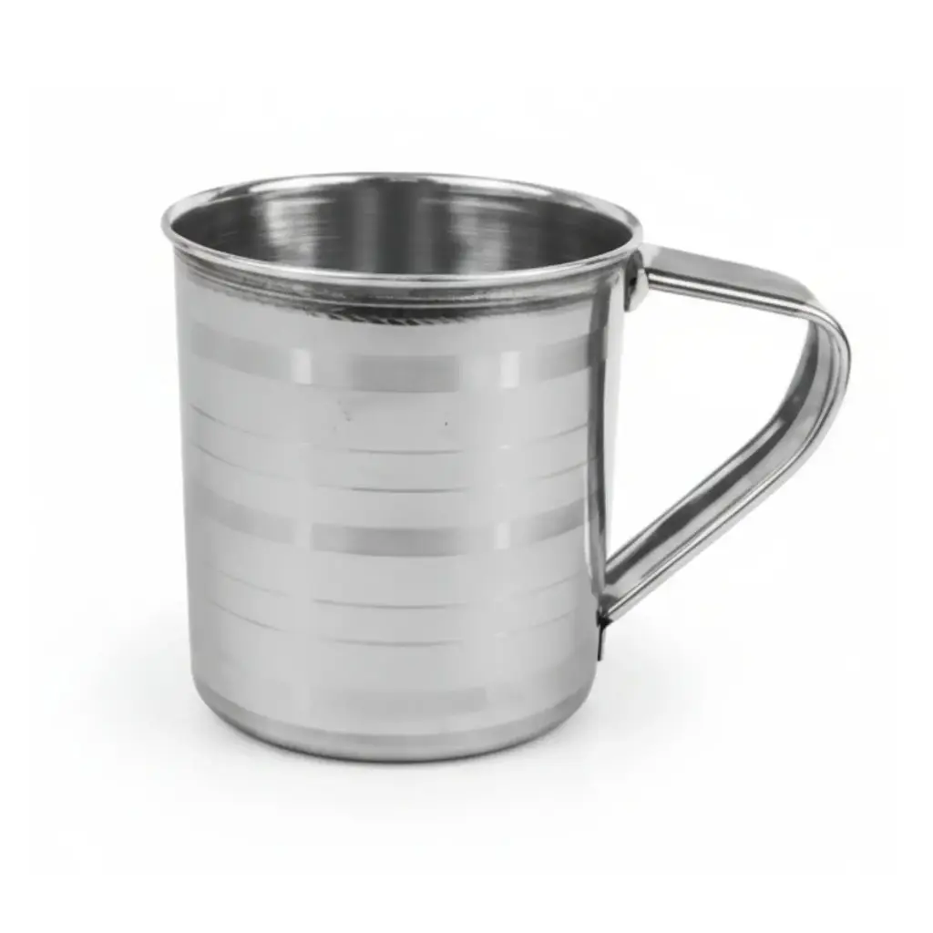 [057836] POCILLO DE ACERO INOXIDABLE CON RAYAS DE 15 cm - 146-101-015