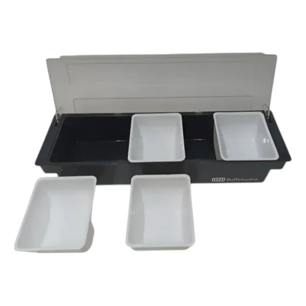 CAJA DE PLASTICO PARA CONDIMENTOS DE 4 COMPARTIMIENTOS - DS1180
