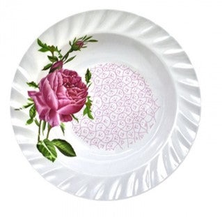 [058402] PLATO SOPERO ONDULADO 8.5" MELAMINA FLOR ROSA D025 - 003-025-005