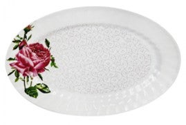 [058403] PLATO OVALADO ONDULADO 12" MELAMINA FLOR ROSA D025 - 003-025-002