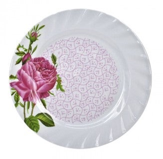 [058404] PLATO PASTELERO ONDULADO 8" MELAMINA FLOR ROSA D025 - 003-025-001