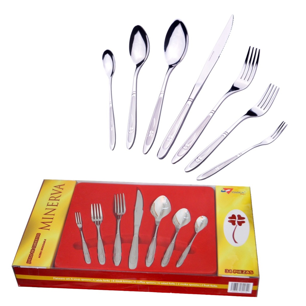 [039941] JUEGO DE CUBIERTOS MINERVA 34 PZS A.I. - 004100