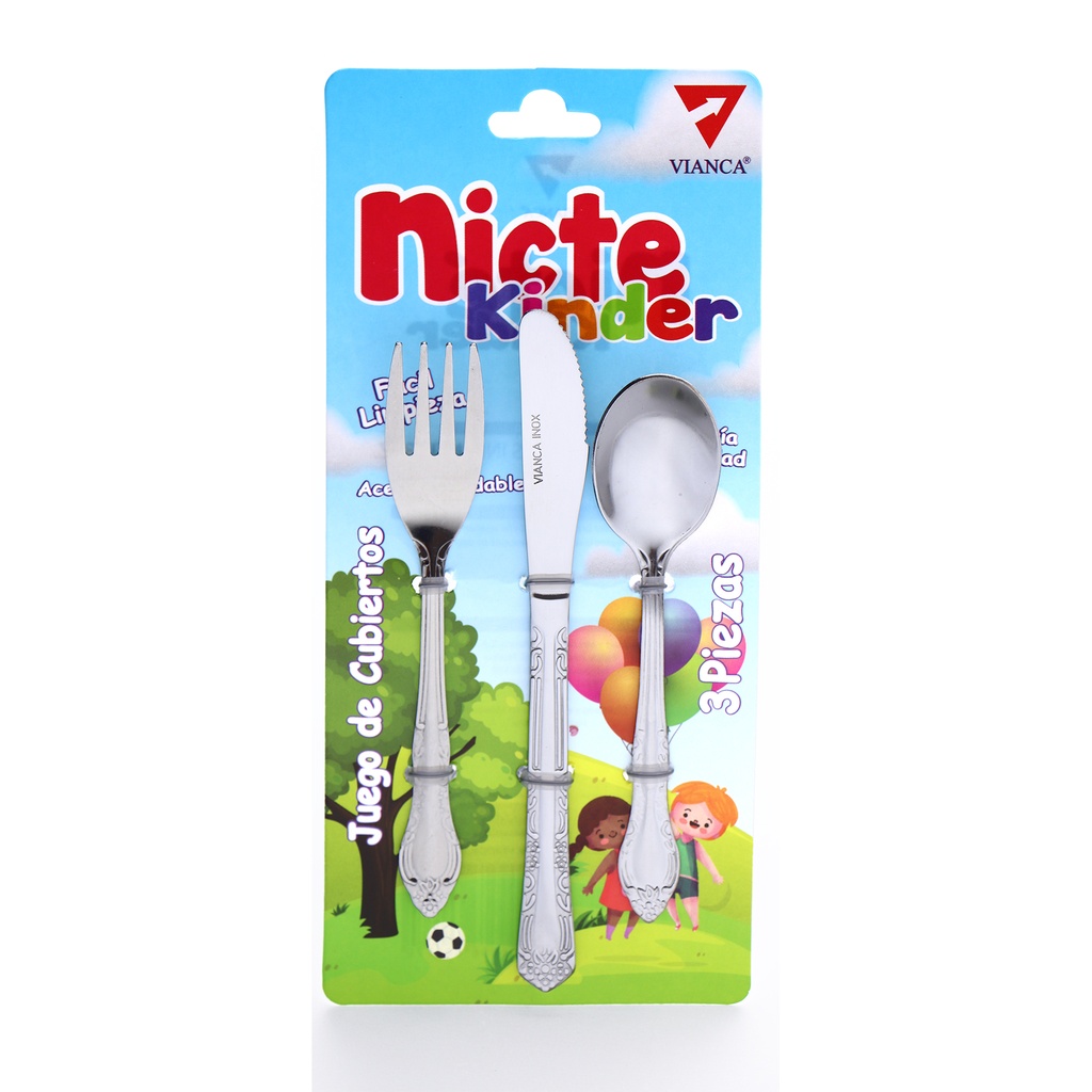 [044605] JUEGO DE 3 CUBIERTOS INFANTILES NICTÉ KINDER #001160