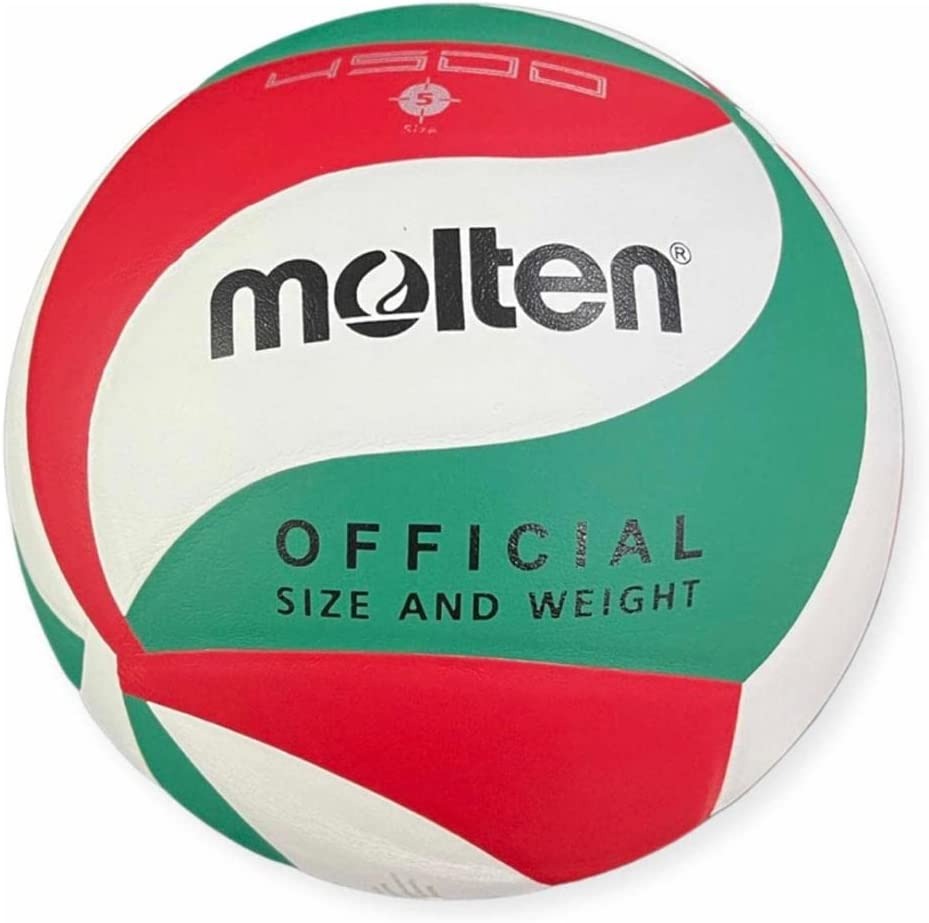 BALON VOLEIBOL MOLTEN V5M5500 PIEL NATURAL VDE/BCO/RJO # 5