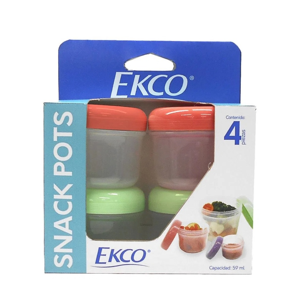 PAQUETE DE 4 MINI HERMETICOS SNACK GO DE 52 ml