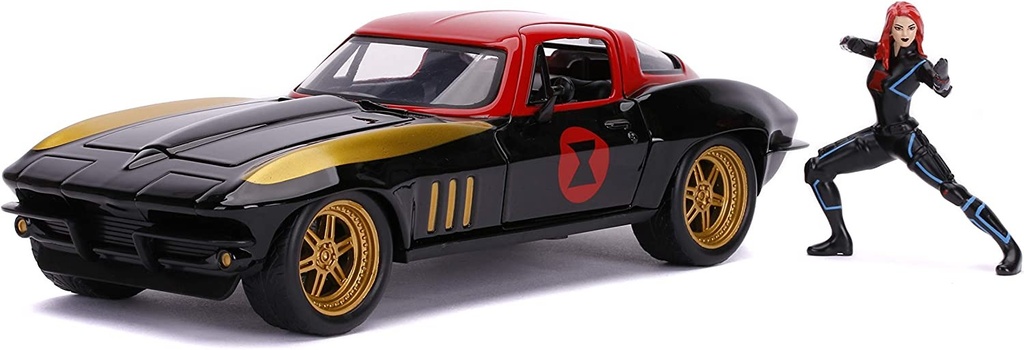 JADA 1966 CHEVY CORVETTE & MARVEL BLACK WIDOW 1:24