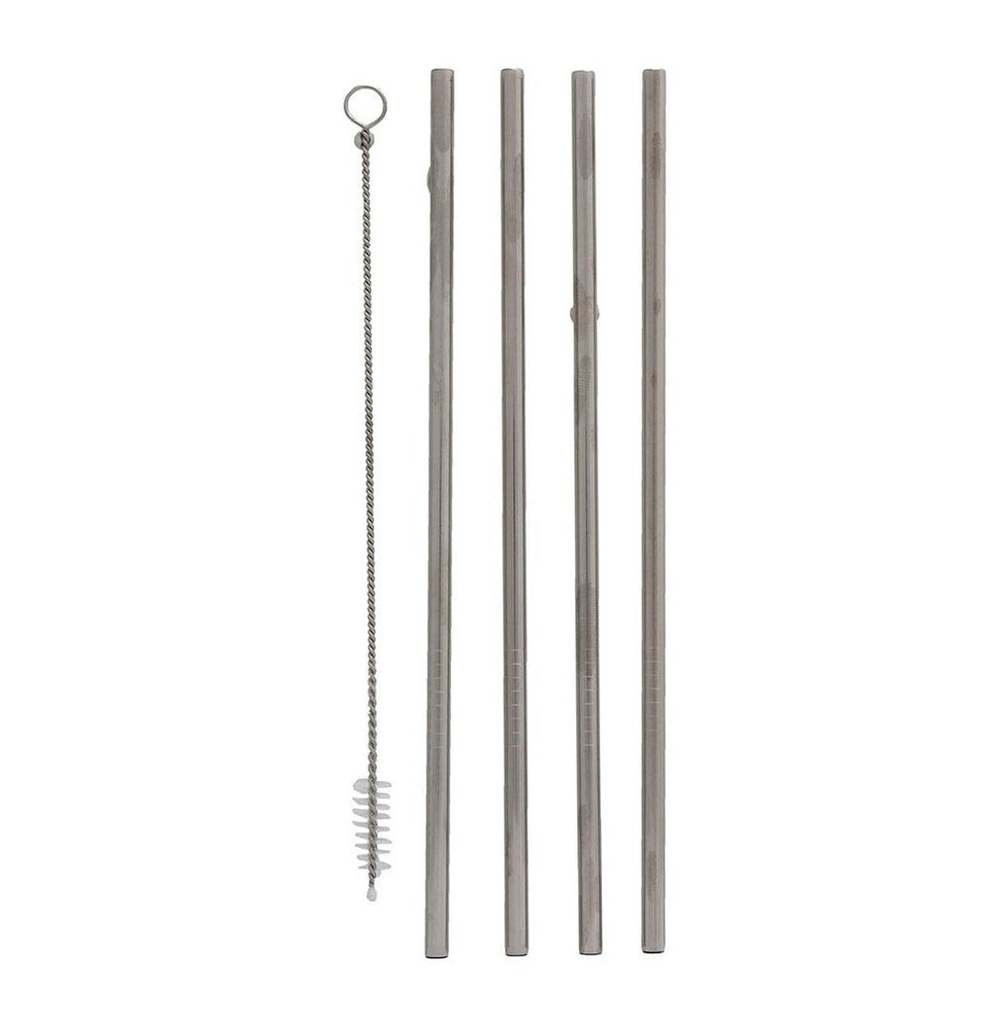 JUEGO DE POPOTES DE ACERO INOXIDABLE RECTOS 21cm - 146-025-001