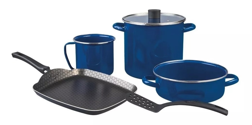 [062084] BATERÍA CINSA PRAKTICA AZUL CON COMAL CUADRADO 6 PZAS- 321253