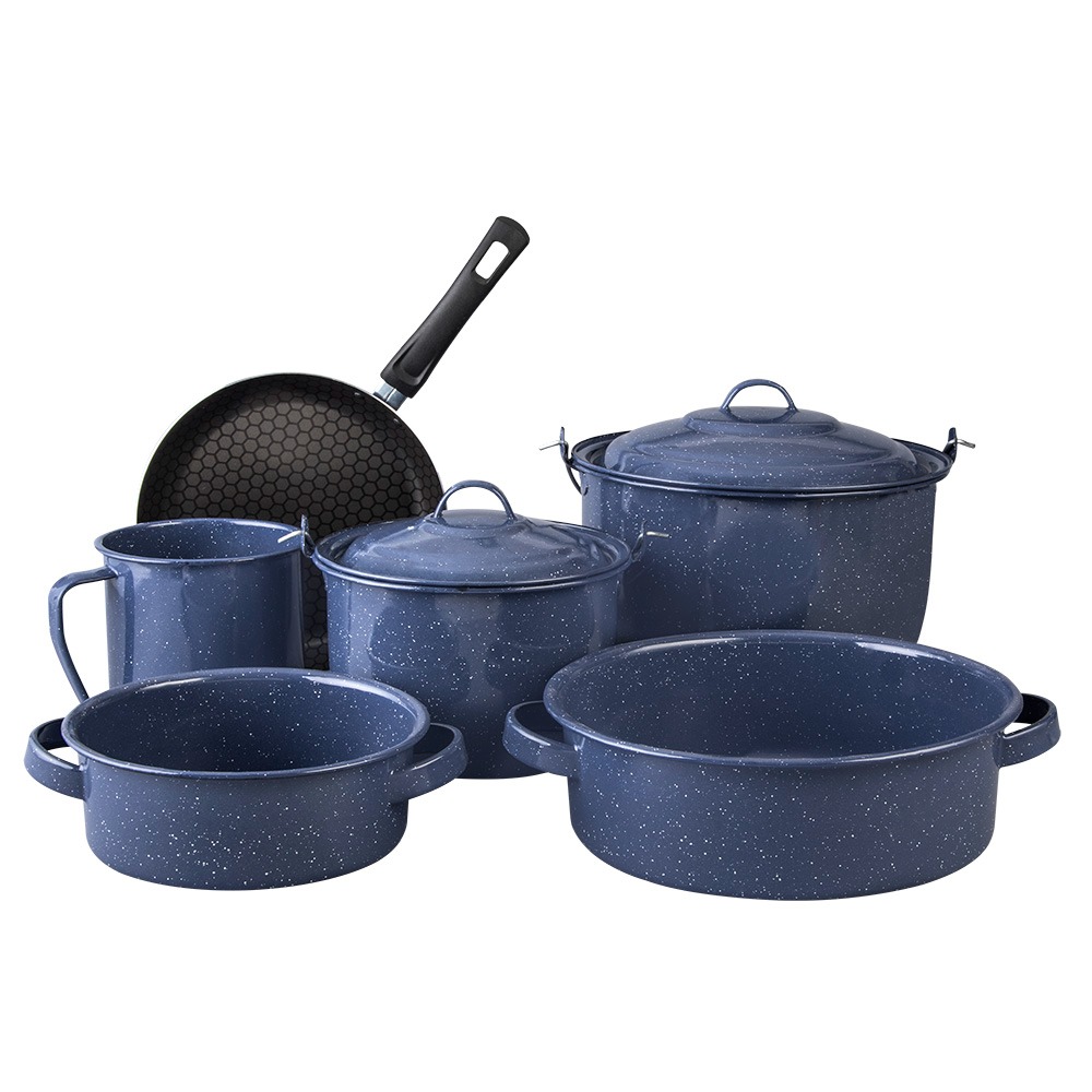 [062086] BATERÍA CINSA VALENTINA LILA JASPEADO CON FILO DE 8 PIEZAS - 321035