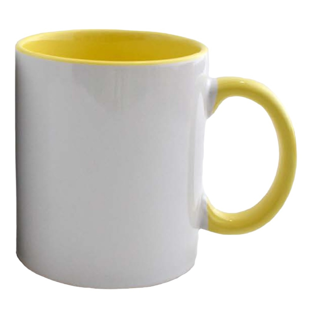 [062167] TAZA DE CERÁMICA LISA CON INTERIOR Y MANGO AMARILLO - TCSS-20