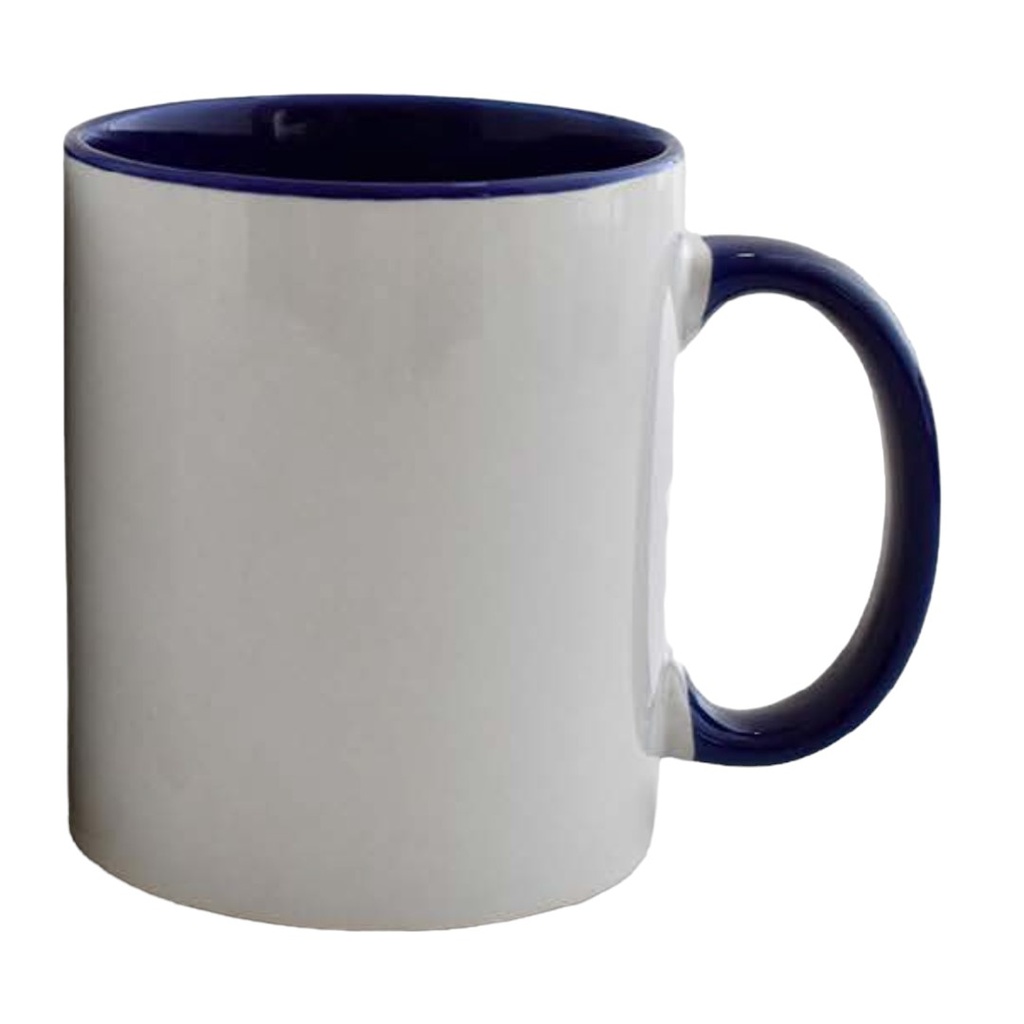 TAZA DE CERÁMICA LISA CON INTERIOR Y MANGO AZUL - TCSS-15