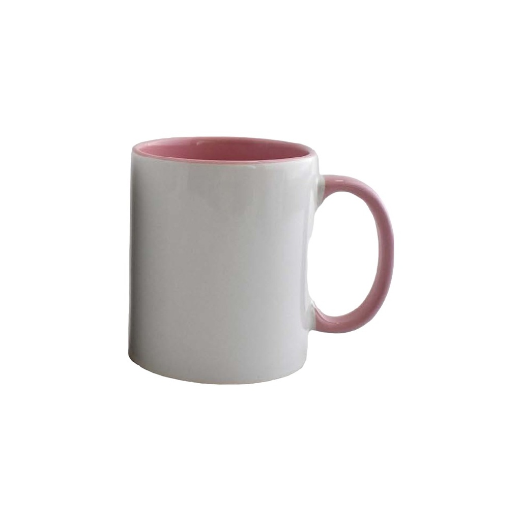 [062169] TAZA DE CERÁMICA LISA CON INTERIOR Y MANGO ROSA - TCSS-19