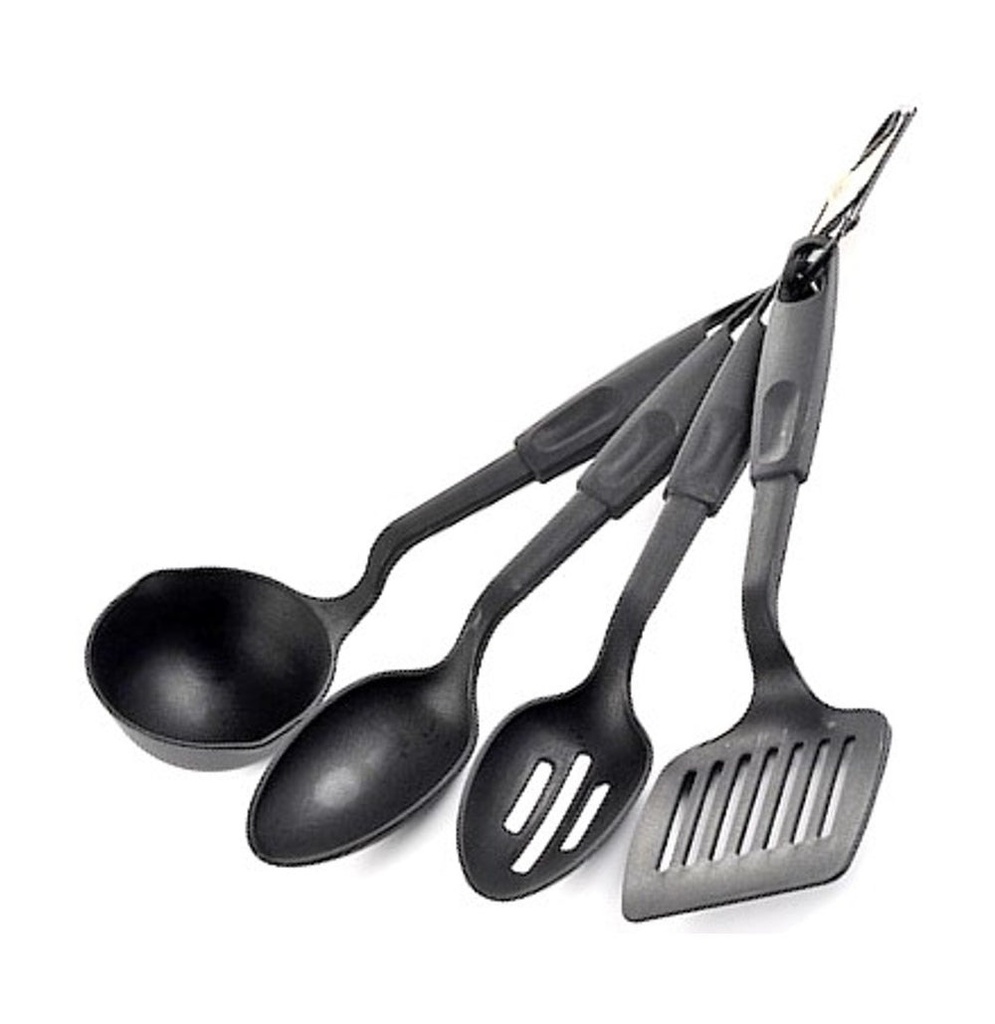 JUEGO DE 4 UTENSILIOS DE COCINA COLOR NEGRO - 021-003-001
