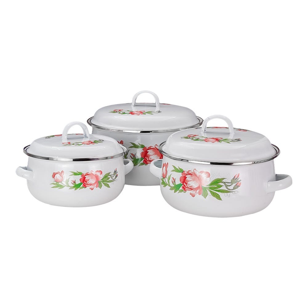 [062264] JUEGO DE 3 CACEROLAS DE PELTRE CON TAPA 16/18/20 cm - 043-031-001