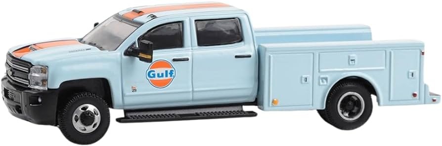 [062448] GREENLIGHT 2018 CHEVROLET 3500HD DUALLY SERVICE TRUCK GULF OIL - 46130-C