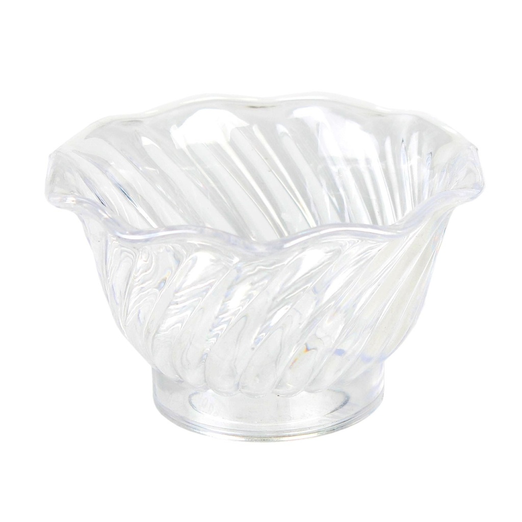 COPA PARA POSTRE CON VOLUTAS TRANSPARENTE PLASTICO 5oz / 148ml - PLDS005C