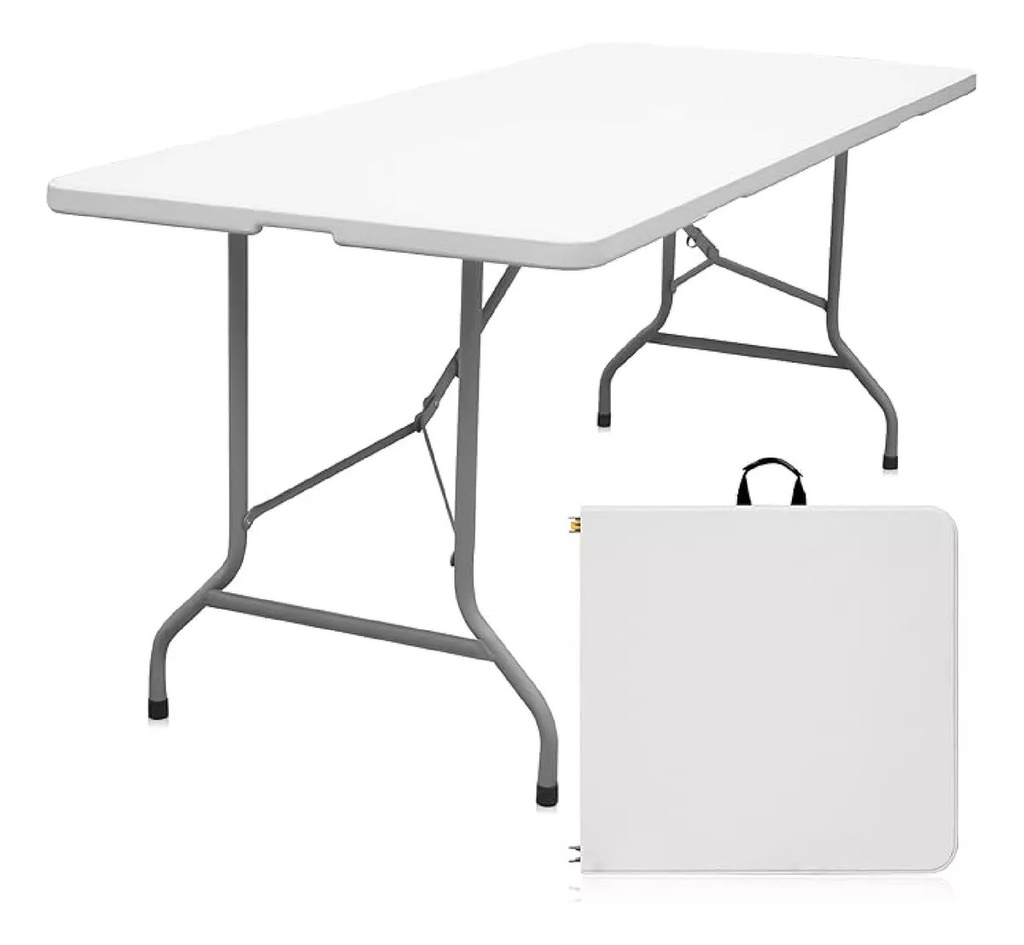 MESA DE PLÁSTICO PLEGABLE BLANCA DE 1.80m - HG40C6