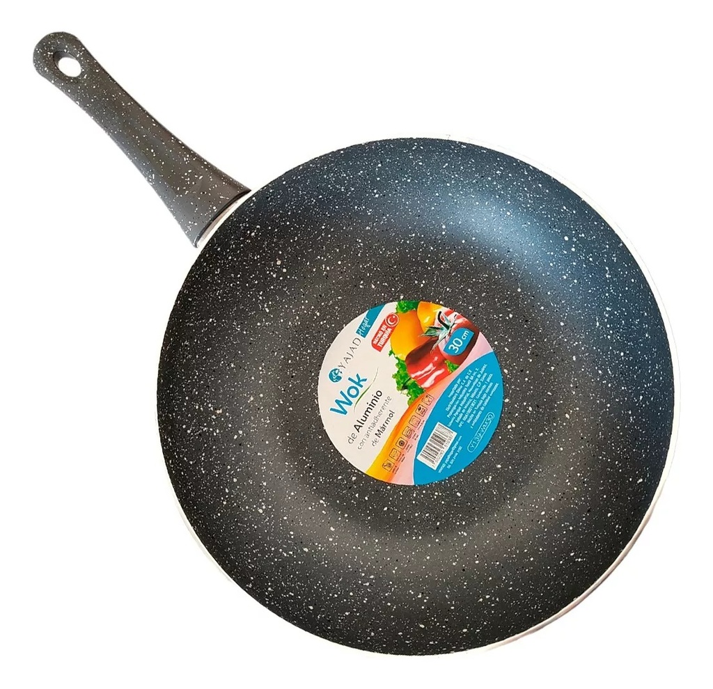 WOK ALUMINIO Y MARMOL GRIS 30 cm - Y139-WM30