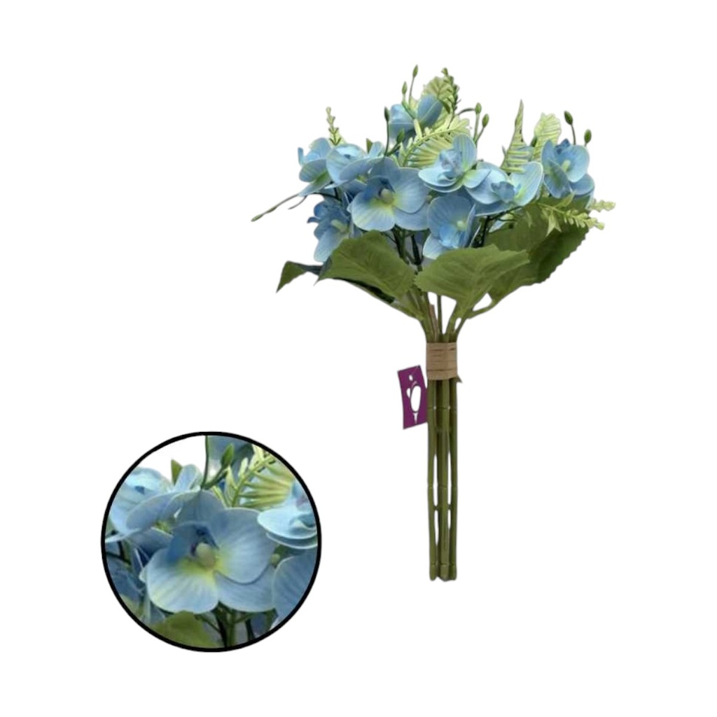 RAMO FLOR SILICONA 21 CABEZAS NATURAL TOUCH AZUL - 5815209