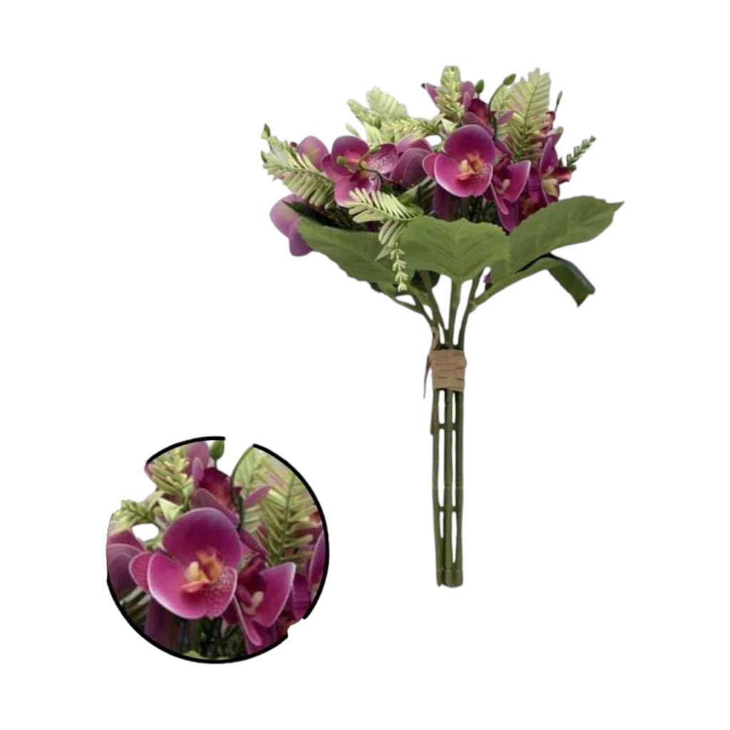 RAMO FLOR SILICONA 21 CABEZAS NATURAL TOUCH FUCSIA - 5815179