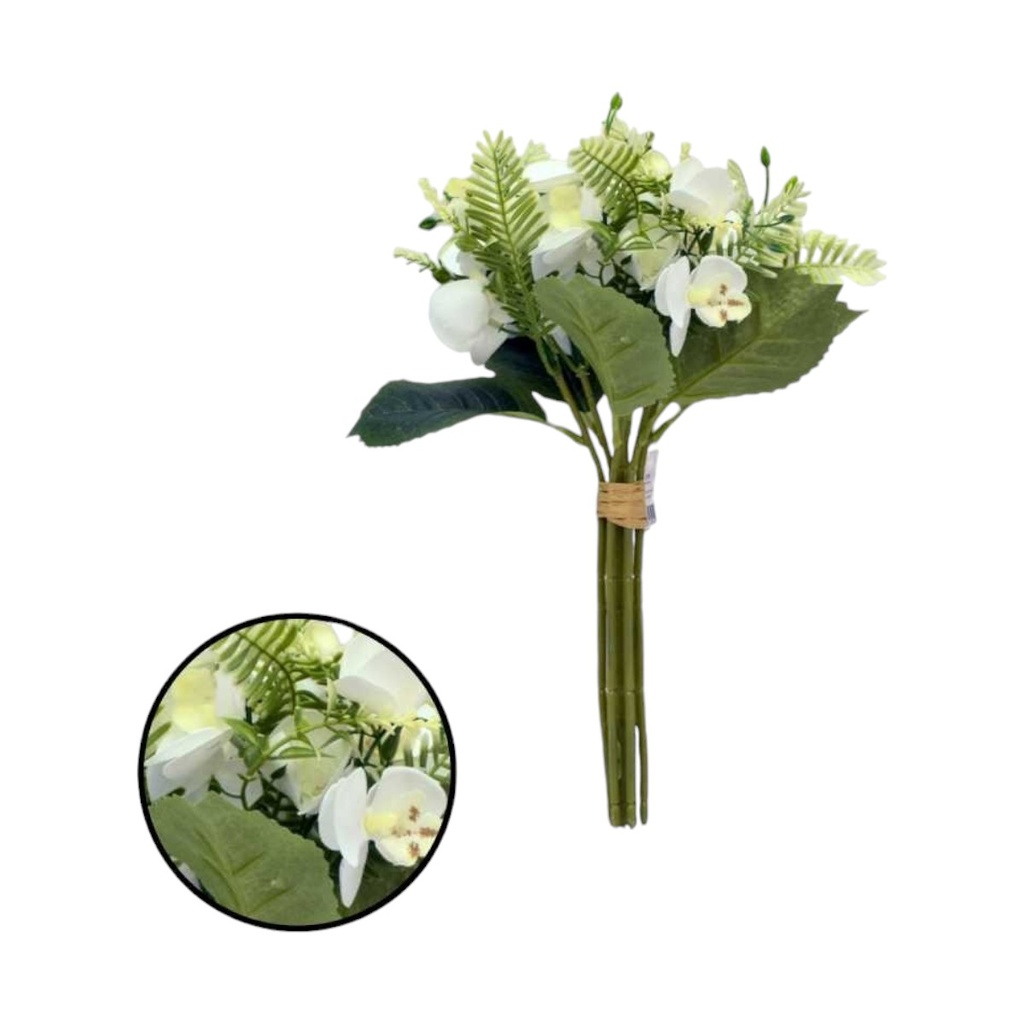 RAMO FLOR SILICONA 21 CABEZAS NATURAL TOUCH BLANCO - 5815155