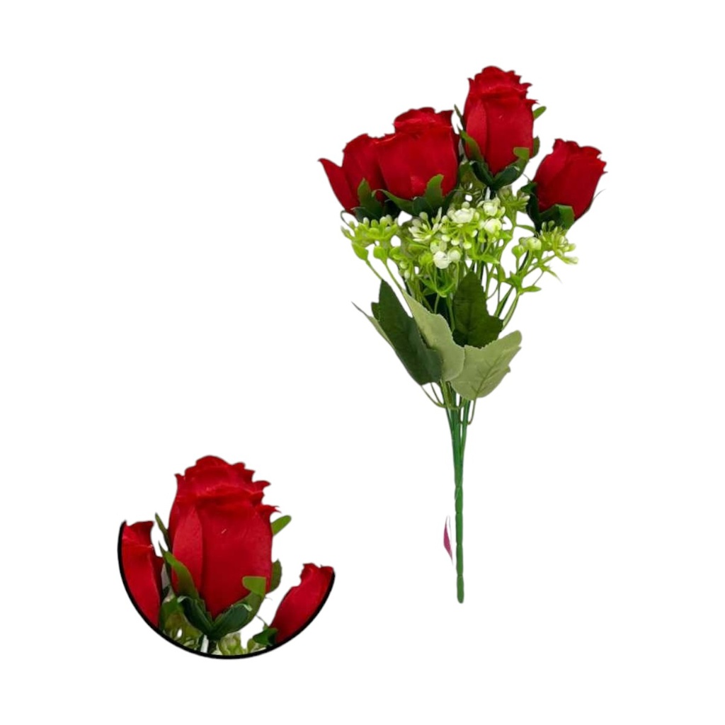 RAMO FLOR 6 CABEZAS 35CM ROJO - 5814899