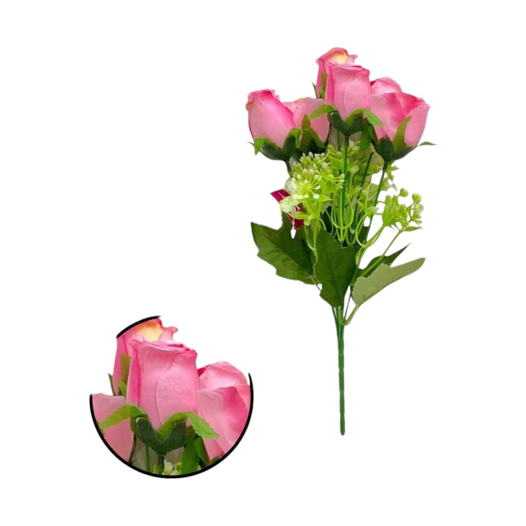 RAMO FLOR 6 CABEZAS 35CM ROSA - 5814868
