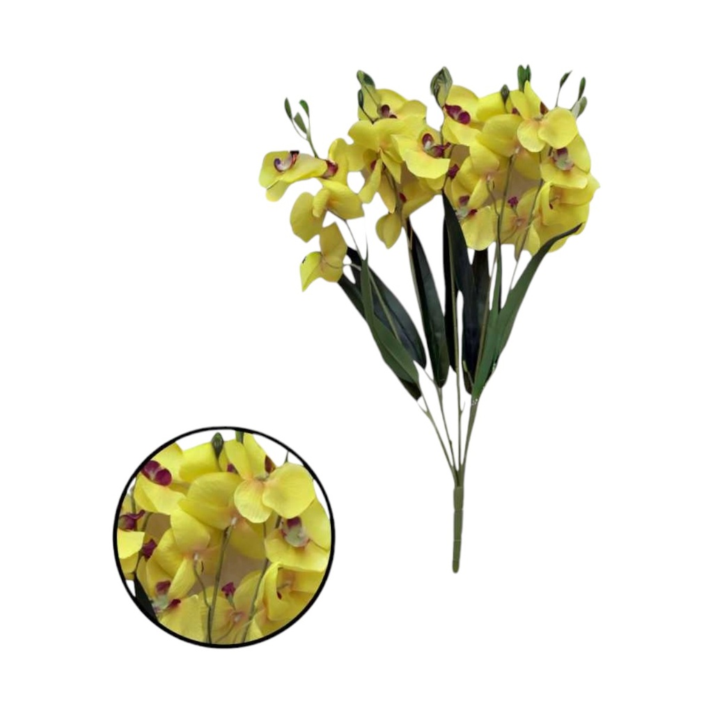 RAMO FLOR 5 VARAS 30 ORQUIDEAS AMARILLO - 5813998