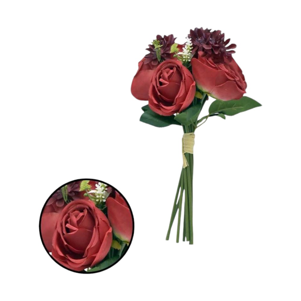 RAMO FLOR 6 ROSAS 30CM ROJO - 5813070