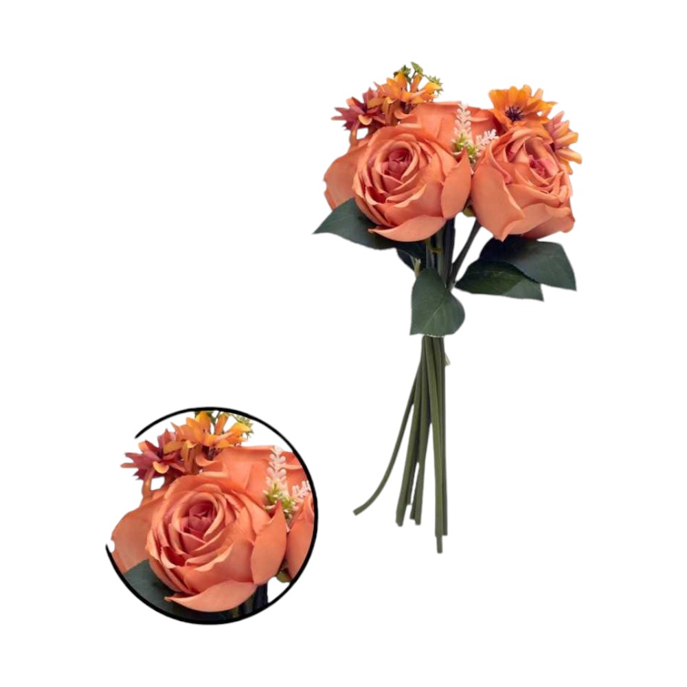 RAMO FLOR 6 ROSAS 30CM NARANJA - 5813056