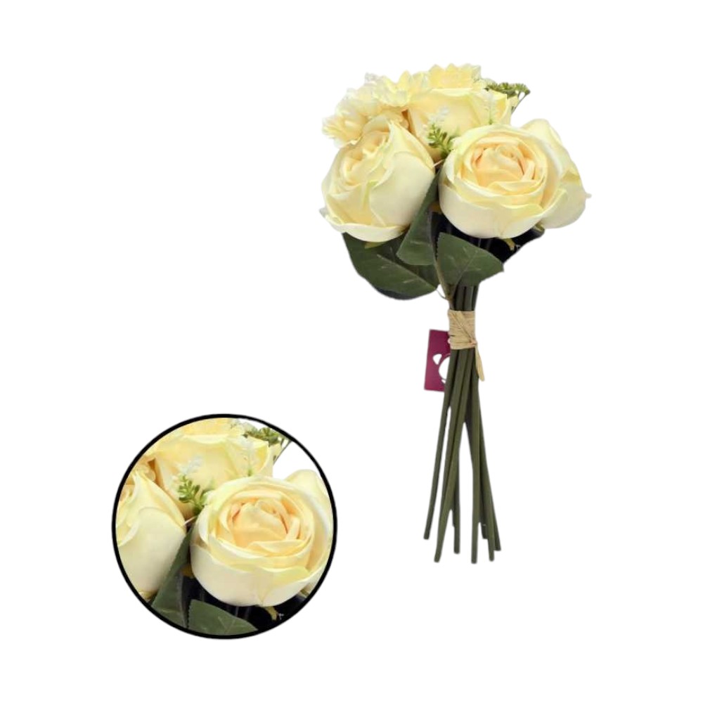 RAMO FLOR 6 ROSAS 30CM CHAMPAN - 5813049