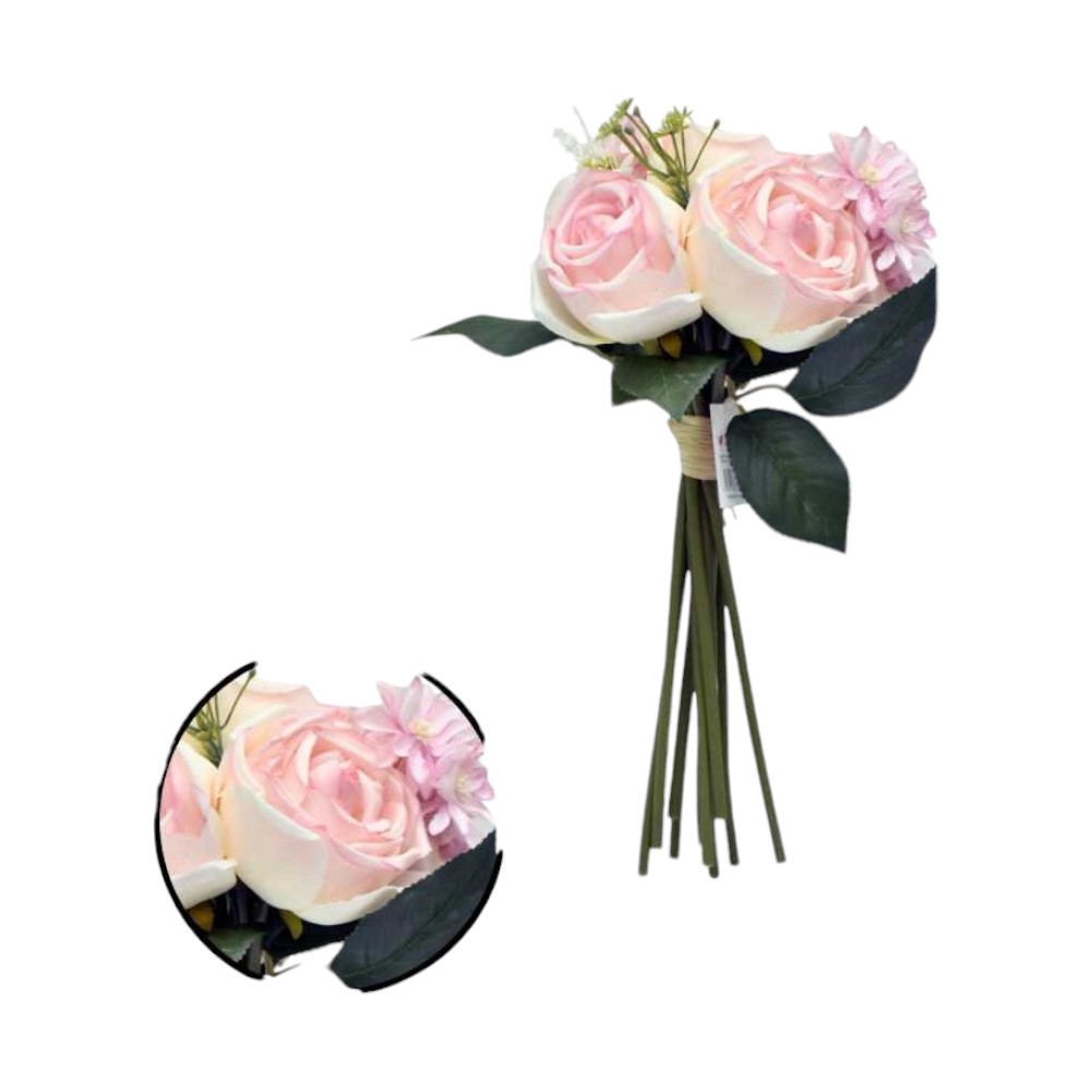 RAMO FLOR 6 ROSAS 30CM ROSA - 5813032