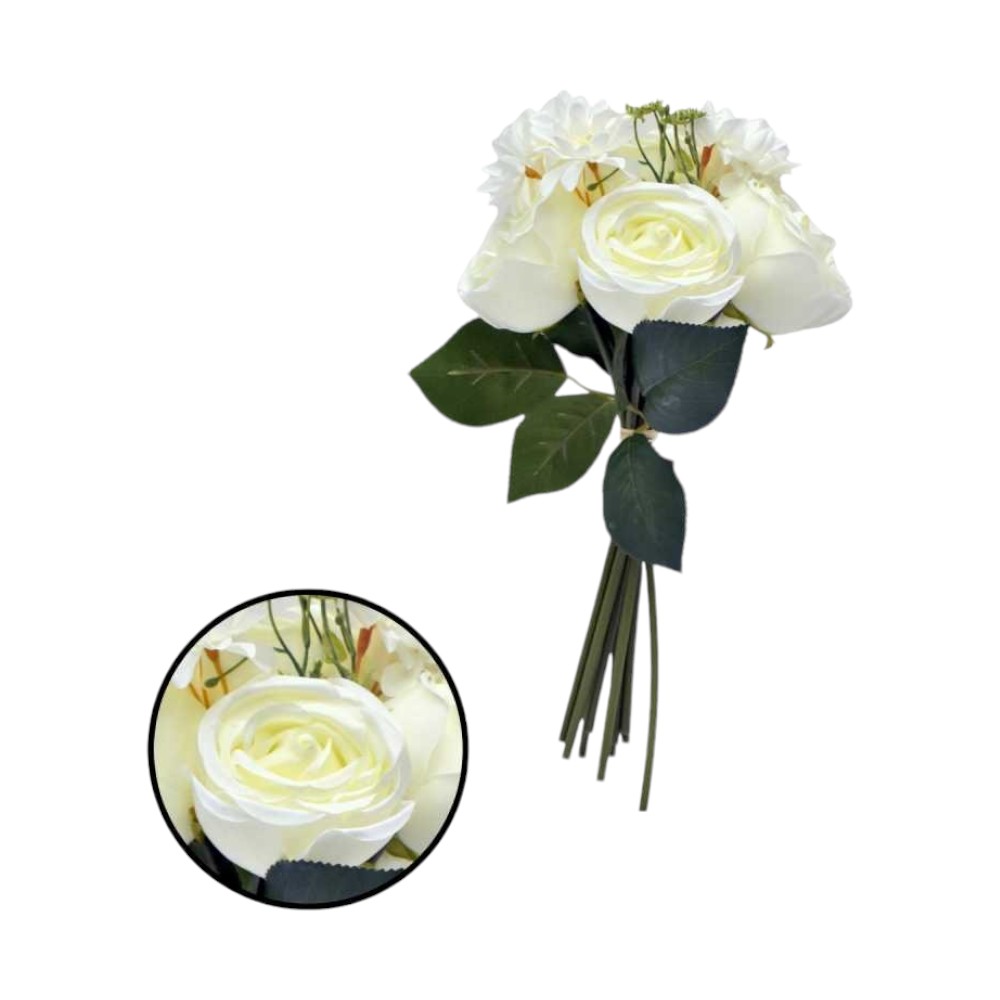 RAMO FLOR 6 ROSAS 30CM BLANCO - 5813025