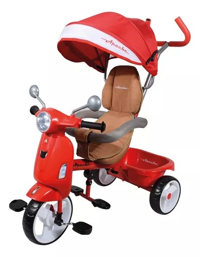 TRICICLO APACHE EVOLUCIÓN 3 EN 1 VESPA ROJO CON LUZ