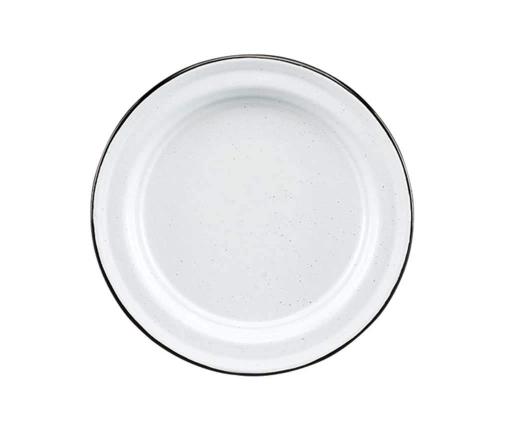 PLATO PLANO 22 SIN ANILLO BLANCO JASPEADO FILO NEGRO RUSTIK CINSA - 315706