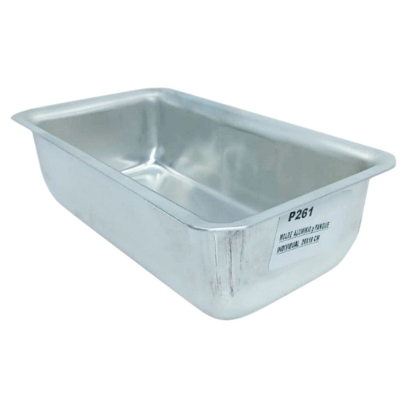 MOLDE DE ALUMINIO PARA PANQUE INDIVIDUAL DE 20 x 10 cm CON ANTIADHERENTE - P262