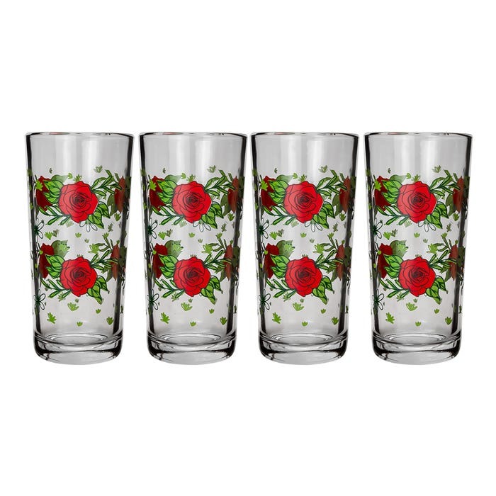 JUEGO DE 6 VASOS ROSAS ROJAS #8360 - 1721980